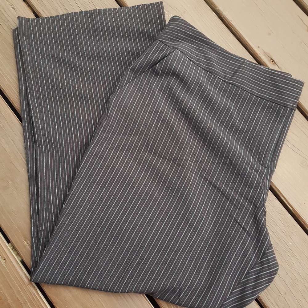 Black w/white & pink pinstripe dress pants